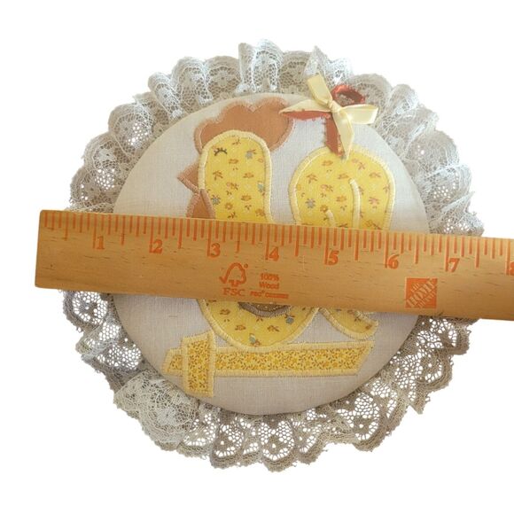 Vintage Chicken Quilted Embroidery Patchwork Quilt Style Wall Art Hen Rooster - Picture 6 of 9